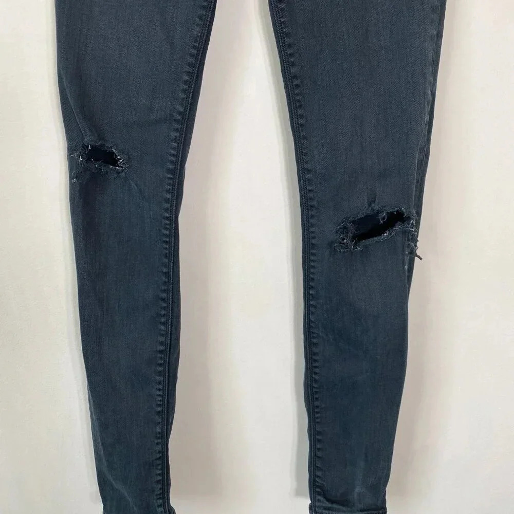 Hudson Womens 25 Krista Low-Rise Super Skinny Ankle Distressed Denim Jeans Black - Picture 8 of 16